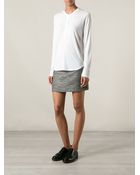 Vince Curved Hem Buttoned Sweatshirt - Lyst