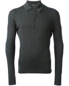 Tom Ford Ribbed Longsleeve Polo Shirt - Lyst