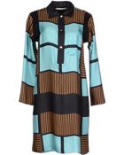 Marni Wool-paneled Printed Silk Dress - Lyst