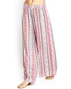 Love 21 Striped Woven Rose Pants - Lyst