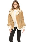 Acne Studios Velocite Shearling Suede Jacket Ochre Yellow - Lyst
