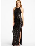 Halston Sequin Halter Gown - Lyst
