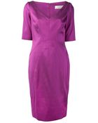 Lela Rose Satin Twill Dress - Lyst