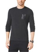 Michael Kors Leather-Pocket Crewneck Sweater - Lyst