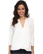 MICHAEL Michael Kors Short Sleeve Raglan Zip Top - Lyst