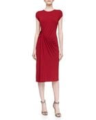 Michael Kors Cap-Sleeve Asymmetric Ruched Dress - Lyst