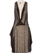 Vera Wang Layered Silk-Chiffon And Lace Dress - Lyst