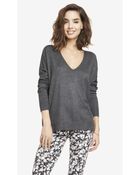 Express V-Neck Double Zip Vent Tunic Sweater - Lyst