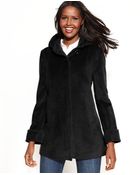 Jones New York Petite Wool-Angora-Blend Hooded Coat - Lyst