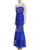 Tadashi Shoji Spaghetti Strap Lace Bodice Gown - Lyst