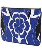 Alexander McQueen Flower Printed Silk Satin Pouch - Lyst