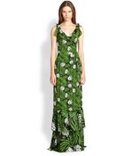 Diane von Furstenberg Snl Floral-Print Silk Wrap Maxi Dress - Lyst