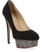 Charlotte Olympia Dolly Swarovski-Encrusted Suede Pump - Lyst