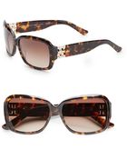 Oscar de la Renta Square Tortoise Plastic Sunglasses - Lyst