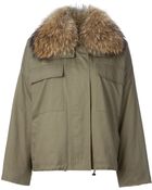P.a.r.o.s.h. Fur Collar Zipped Jacket - Lyst