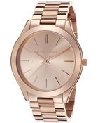 Michael Kors Midsize Golden Stainless Steel Pinkface Threehand Watch in