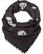 Alexander McQueen Contrasting Skull Embroidered Scarf - Lyst