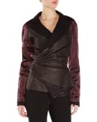 Haider Ackermann Color Block Mixed Media Leather Jacket - Lyst