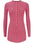 Balmain Long Sleeve Henley Top - Lyst