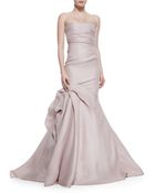 Monique Lhuillier Strapless Ruched Godet Gown - Lyst