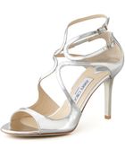 Jimmy Choo Ivette Strappy Metallic Sandal - Lyst