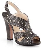 Prada Studded Leather Sandals - Lyst