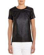 Jones New York Perforated Sleeve Faux Leather Top - Lyst