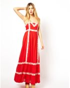 Little Mistress Maxi Dress with Lace Trim - Lyst