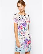 Oasis Placement Textured Lantern Dress - Lyst