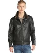 Marc New York Black Faux Leather Shearling Lined Zip Front 'Frank' Jacket - Lyst