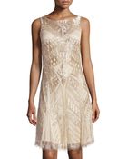 Theia Sleeveless Deco Beaded Cocktail Dress - Lyst