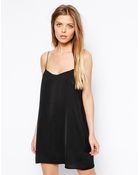 Asos Lace Detail Satin Slip - Lyst
