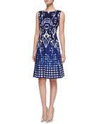 Oscar de la Renta Sleeveless Ikat & Check Dress - Lyst