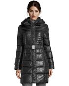 DKNY Black Quilted Macie Belted Double Collar Coat - Lyst