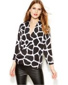 Michael Kors Michael Animal-Print Faux-Wrap Blouse - Lyst