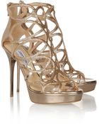 Jimmy Choo Blast Glitterfinished Patentleather Sandals - Lyst