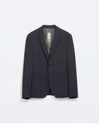 Zara Cheviot Blazer - Lyst