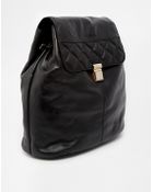 Asos Leather Quilted Flap Backpack - Lyst