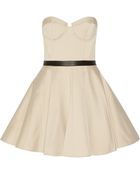 Alice + Olivia Simoes Leather-Trimmed Cotton-Blend Bustier Dress - Lyst
