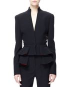 Alexander McQueen Pleated Crepe Peplum Jacket - Lyst