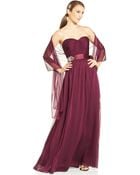 Adrianna Papell Strapless Sweetheart Gown And Shawl - Lyst
