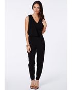 Missguided Sabisha Drape Front Jumpsuit - Lyst