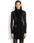 Donna Karan New York Belted Cashmere & Leather Vest - Lyst