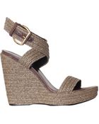 Stuart Weitzman Encore Nappa Wedged Sandals - Lyst