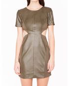 Pixie Market Olive Leather Dress - Lyst