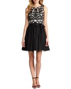 Adrianna Papell Laser-Cut Lace & Tulle Dress - Lyst