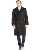 Hart Schaffner Marx Black Double-Breasted Asymmetrical Trench Coat - Lyst