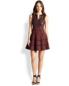 Tibi Leather-Paneled Flared Ponte Dress - Lyst