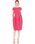 Oscar de la Renta Silk Faille Bowback Dress - Lyst