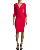 Donna Karan New York 3/4-Sleeve Basketweave-Front Jersey Dress - Lyst